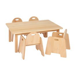 Solid Beech Rec Table & 2 packs of 2–14cm Beech Infant Chairs