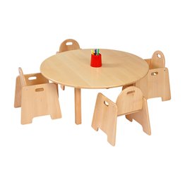 Solid Beech Circ Table & 2 packs of 2–20cm Beech Infant Chairs