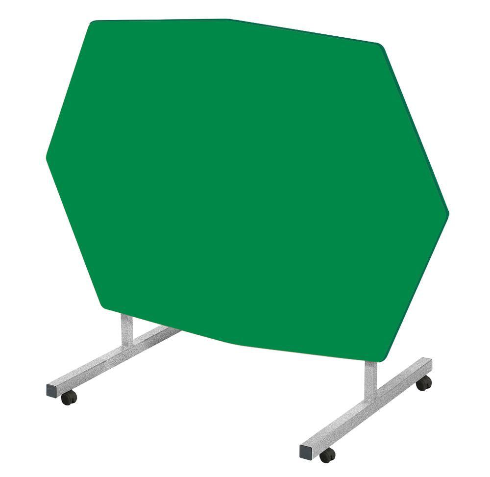 Fully Welded Premium Tilt Top Irregular Octagonal (1380 x 1000mm) Dining Table - Green Edge