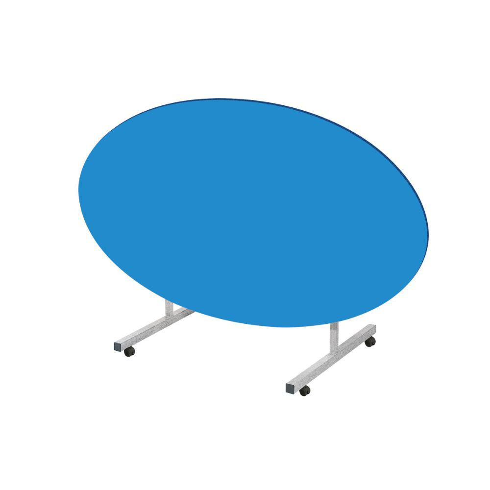 Fully Welded Premium Tilt Top Oval Dining Table - Light Grey Frame
