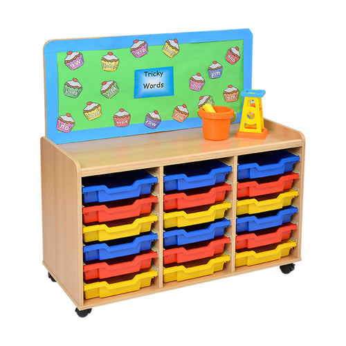 18 Shallow Tray Storage Unit with Cork Panel