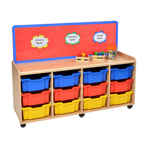 12 Deep Tray Storage Unit with Cork Panel