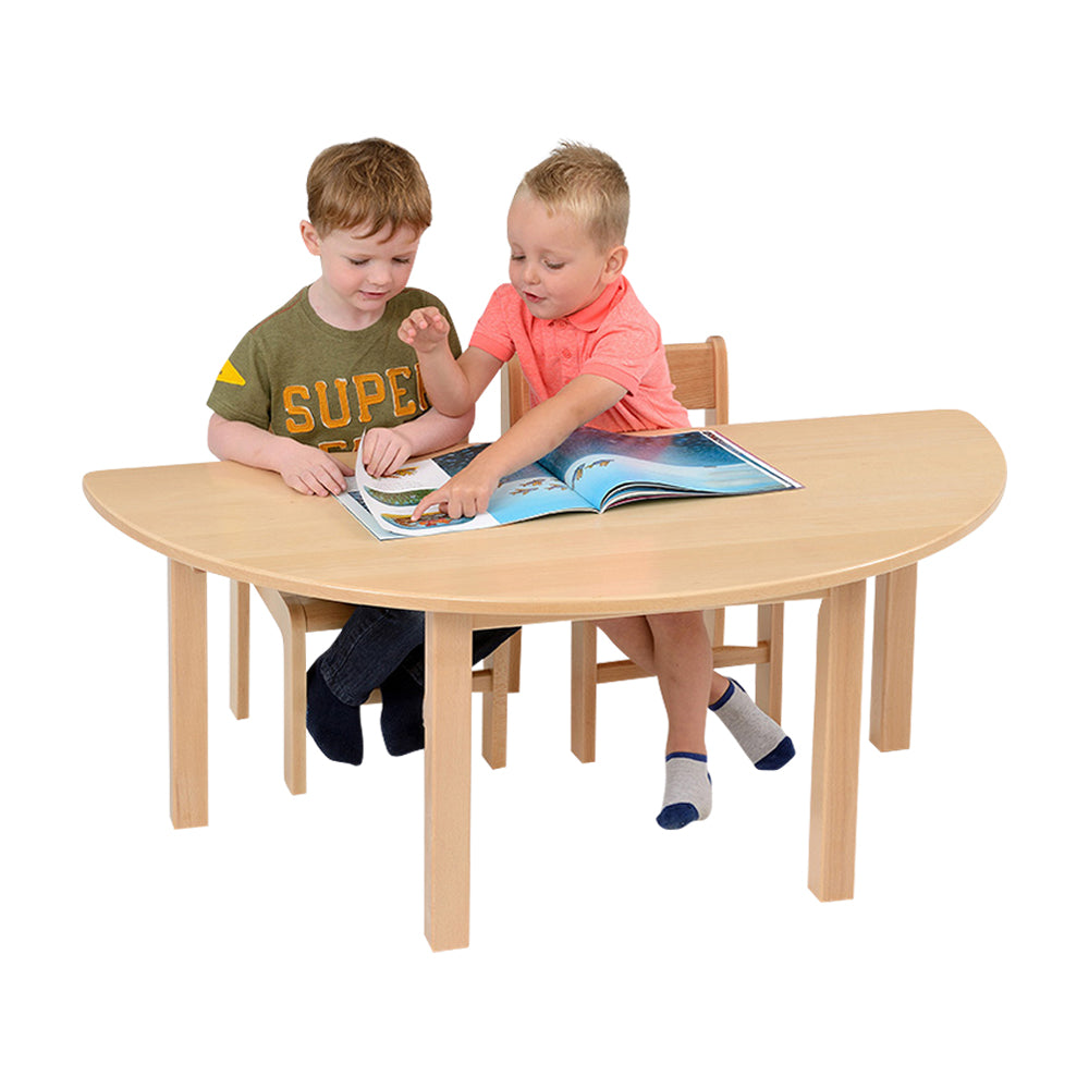 Half Circular Solid Beech Table 1100mm
