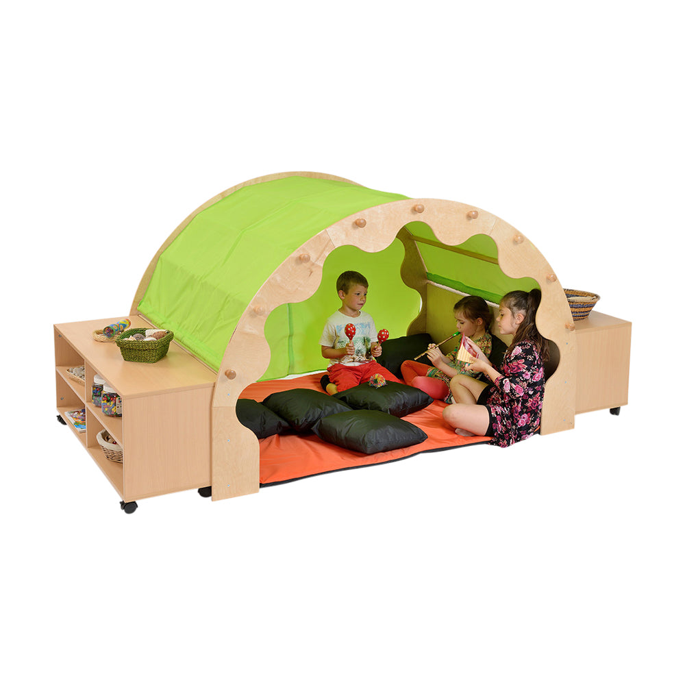 Play Pod & Canopy, 1 Set of Curtains, 6 Scatter Cushions, Large Mat & 2 Bookcases