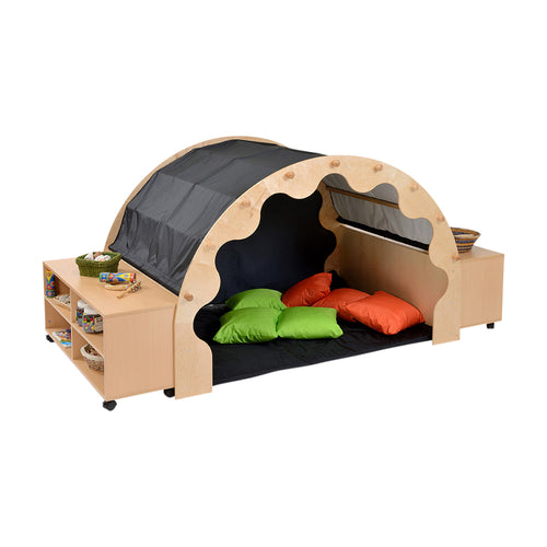 Play Pod & Canopy, 1 Set of Curtains, 6 Scatter Cushions, Large Mat & 2 Bookcases