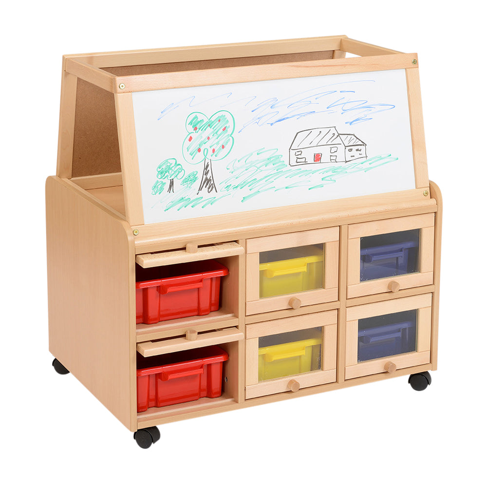 DS Unit With Doors, Dry Wipe Magnetic Easel and Shallow Trays