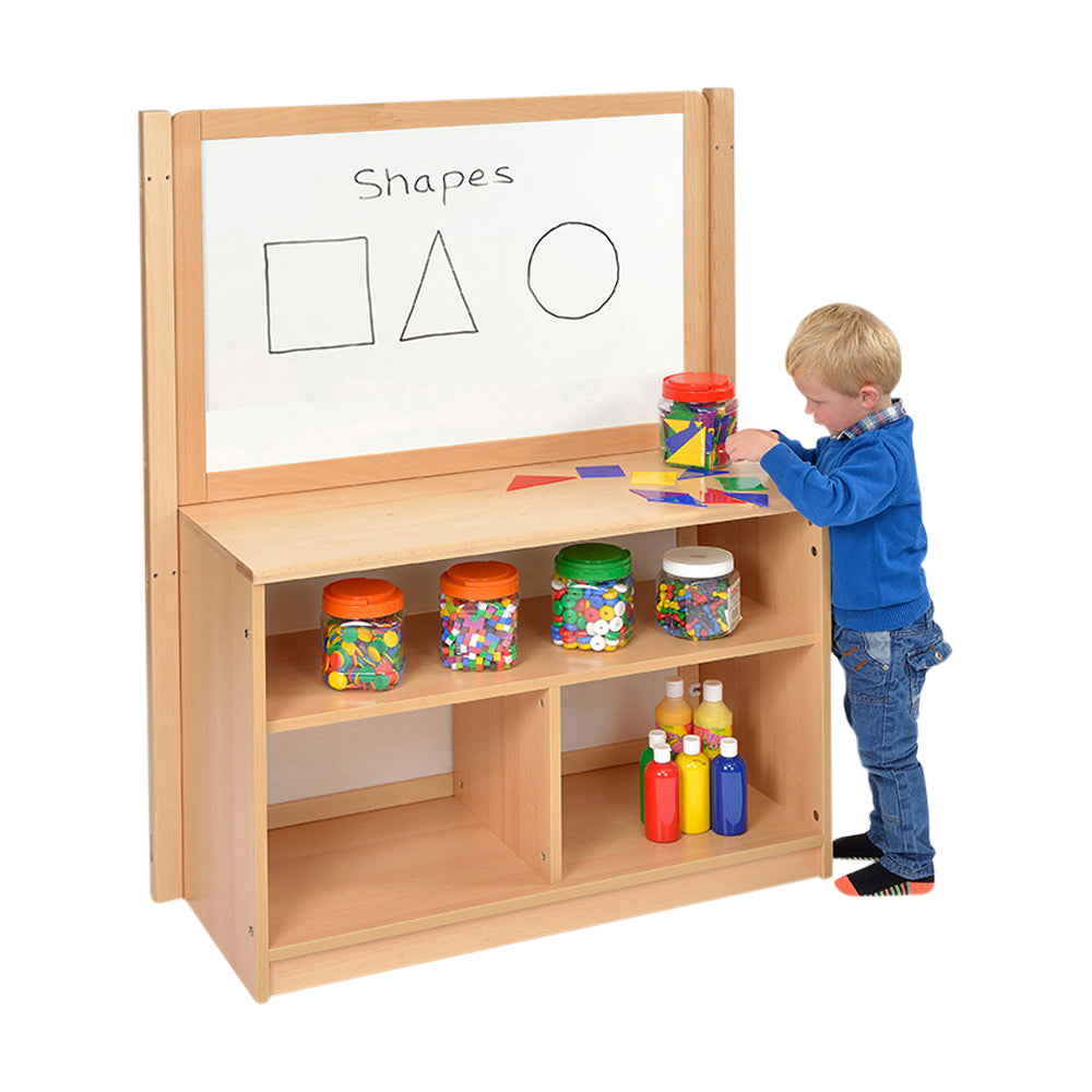 RS Open Bookcase with Inset Panel and Drywipe/Mirror Divider