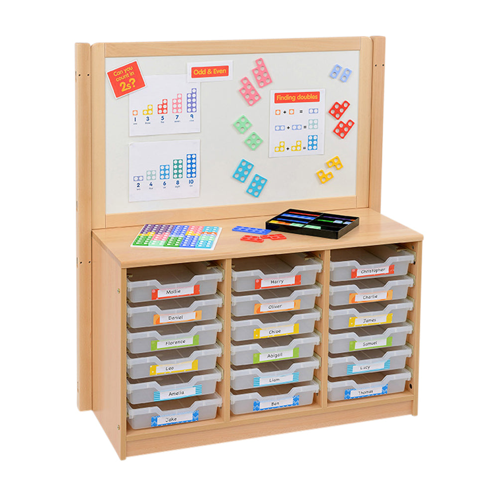 RS 3 Bay A4 18 Shallow Clear Tray Unit and Cork/Drywipe Divider
