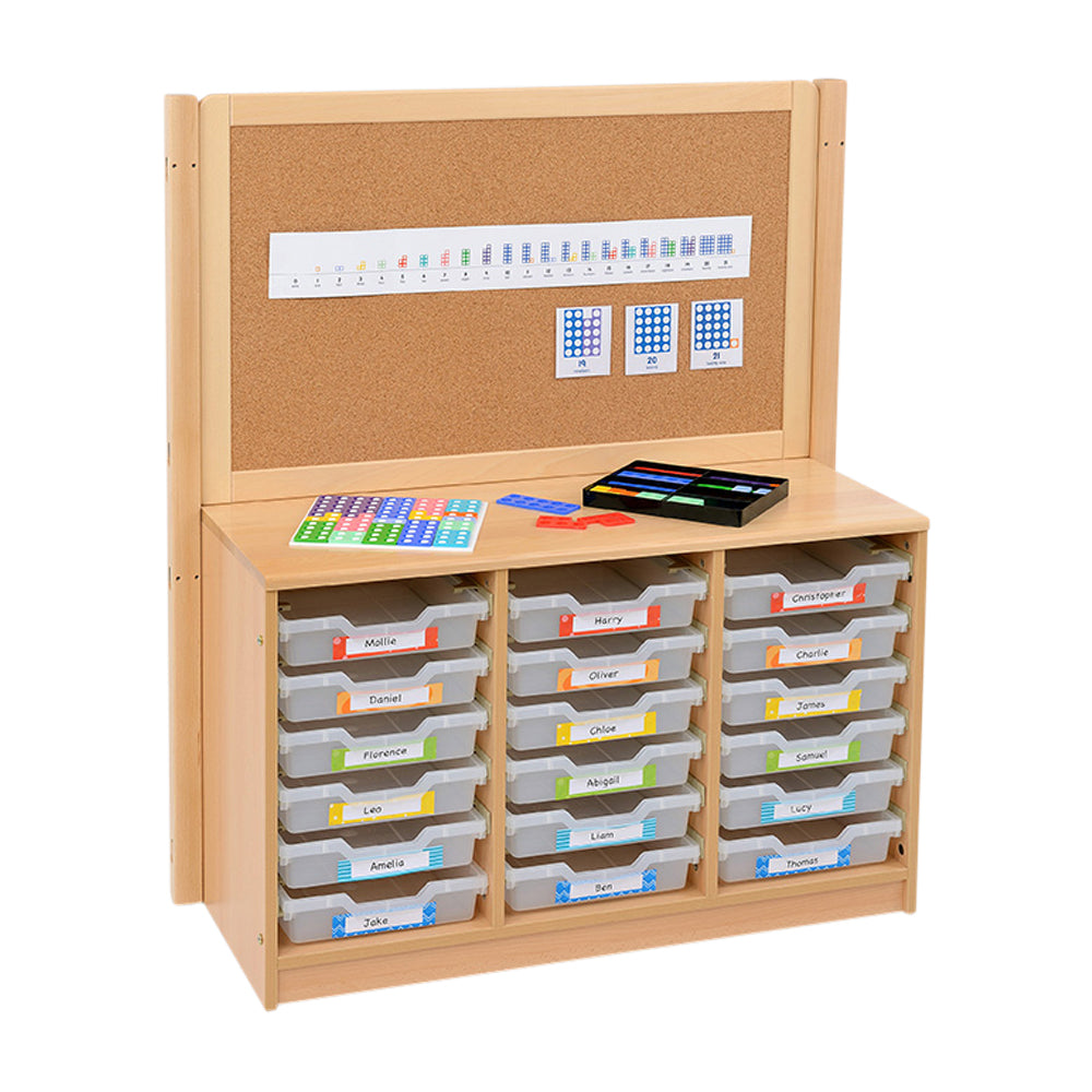 RS 3 Bay A4 18 Shallow Clear Tray Unit and Cork/Drywipe Divider
