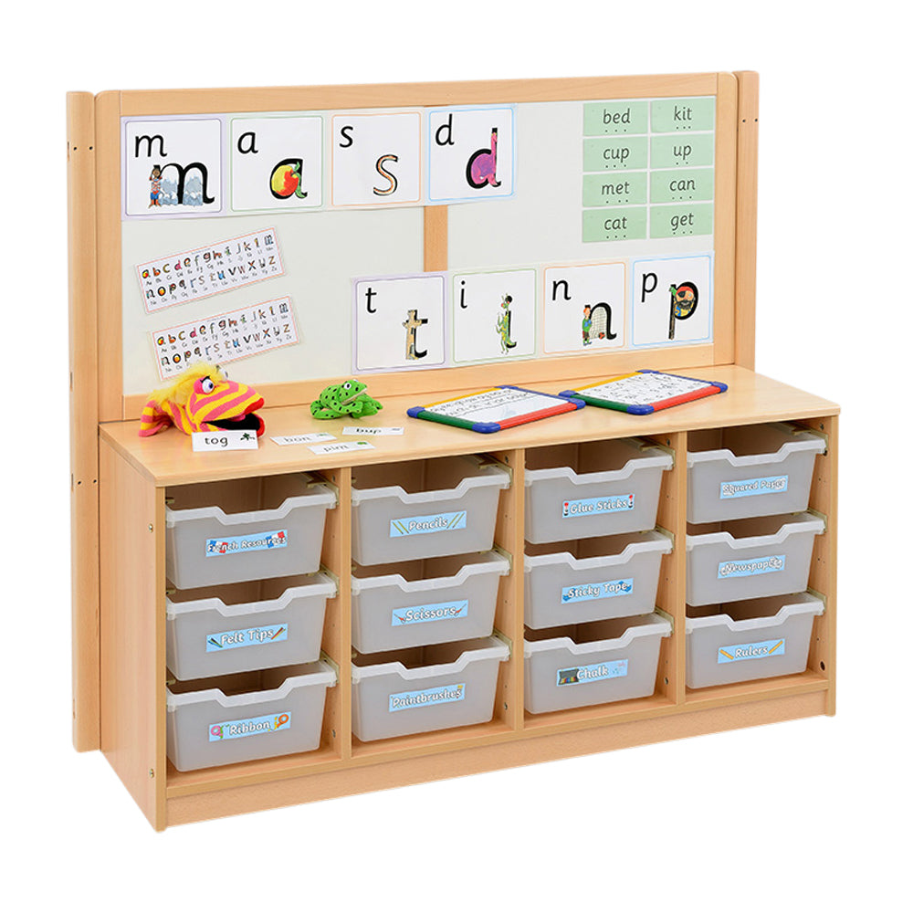 RS 4 Bay A4 12 Deep Clear Tray Unit and Cork/Drywipe Divider