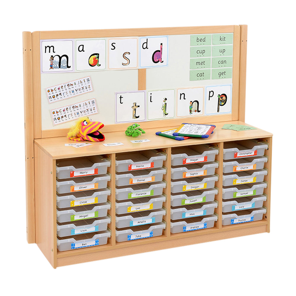 RS 4 Bay A4 24 Shallow Clear Tray Unit and Cork/Drywipe Divider