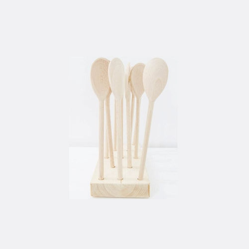 Wooden Block with 13 Wooden Spoons