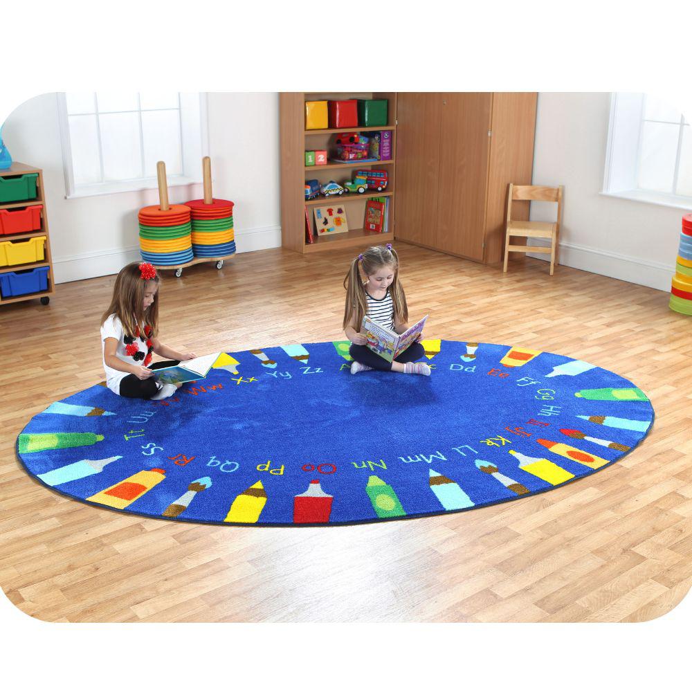 Oval Pencils Alphabet Carpet