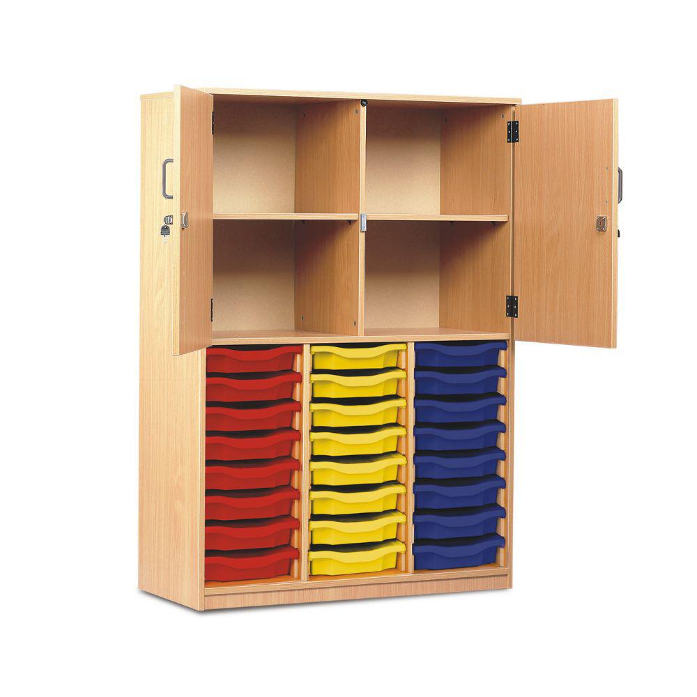 24 Shallow Tray Cupboard with Half Locking Doors