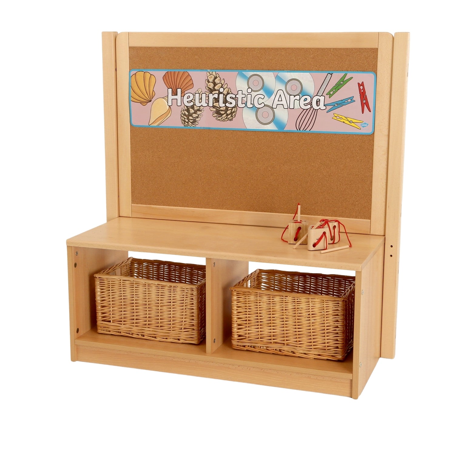 Rs Toddler Open 2 Cubby Unit with Cork Board