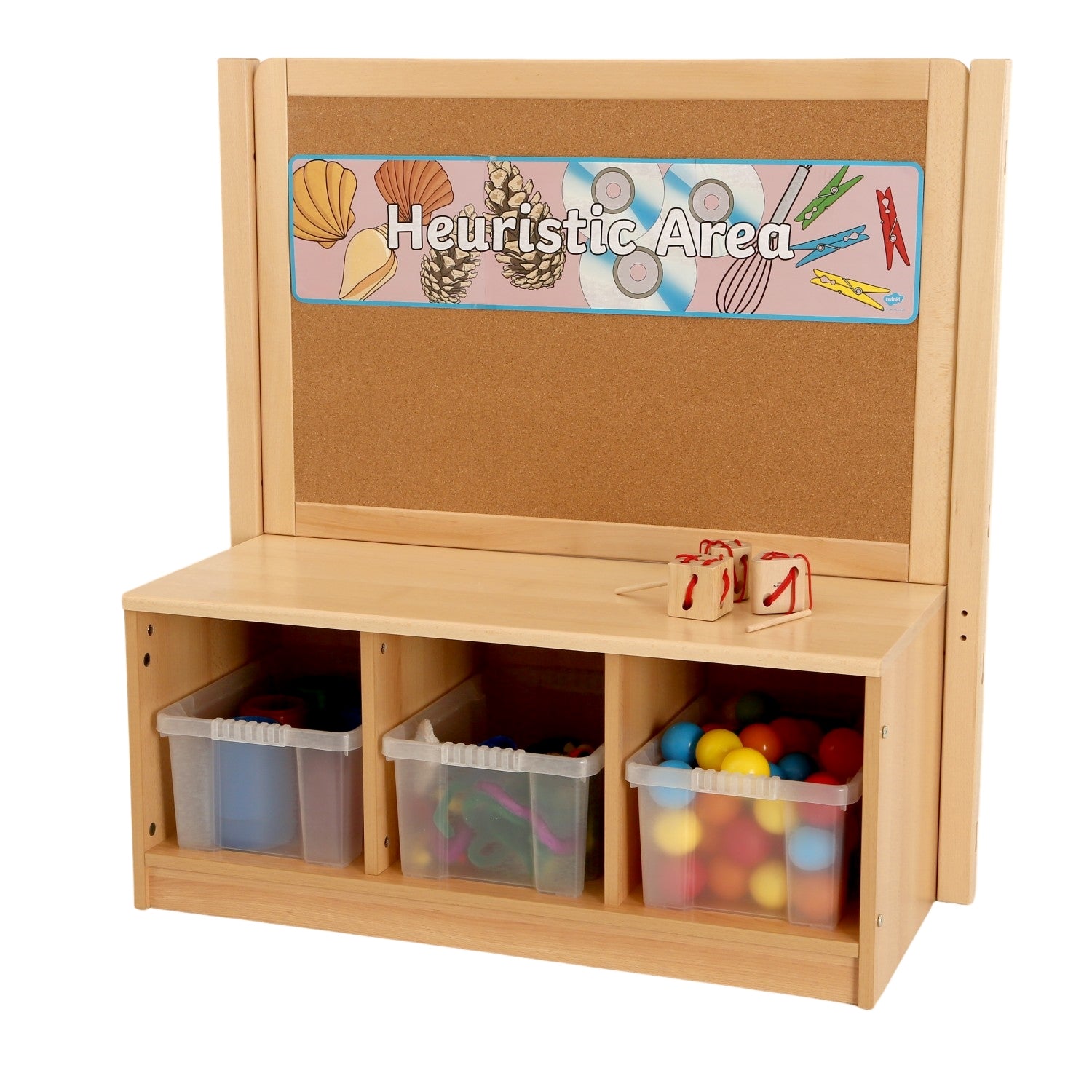 RS Toddler 3 Cubby Unit with Cork Board