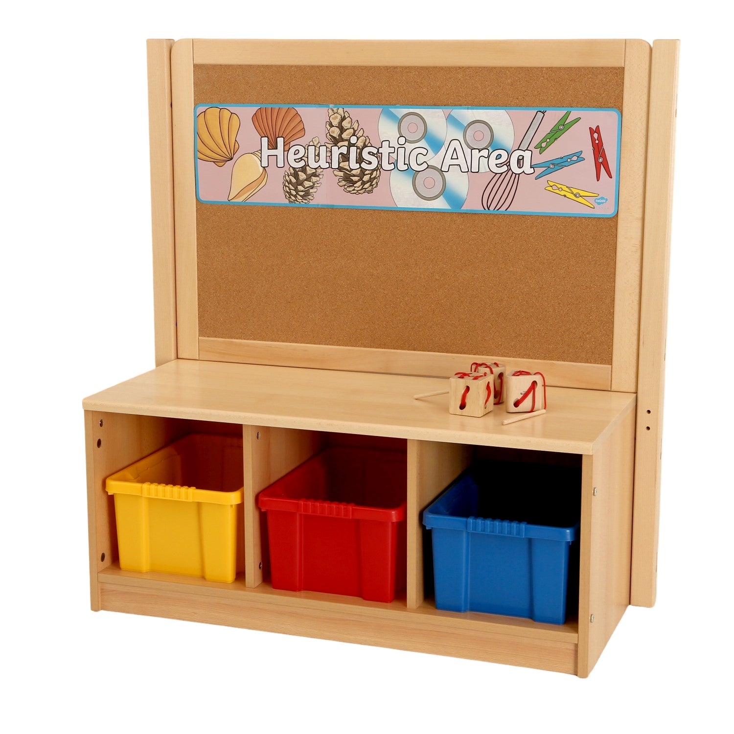 RS Toddler 3 Cubby Unit with Cork Board
