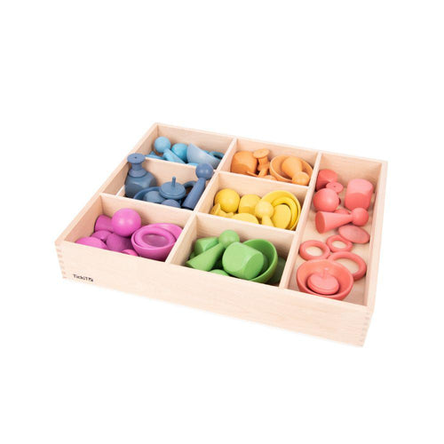 RAINBOW WOODEN SUPER SET + WOODEN SORTING TRAY (7- WAY)