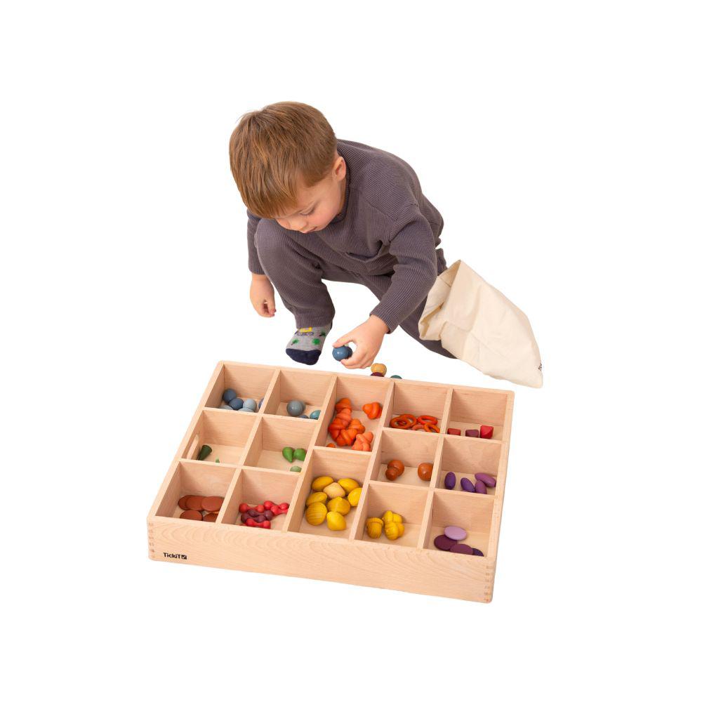WOODEN TREASURES SUPER SET + WOODEN SORTING TRAY (14-WAY)