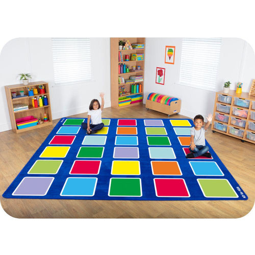 Rainbow Squares Large Placement Carpet