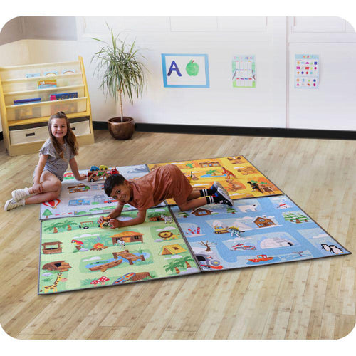 Small World Road Map Set 2 Indoor Outdoor Carpets