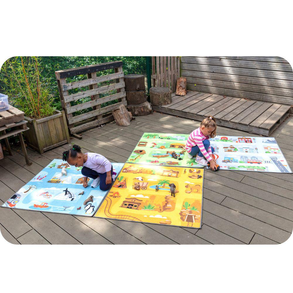 Small World Road Map Set 2 Indoor Outdoor Carpets