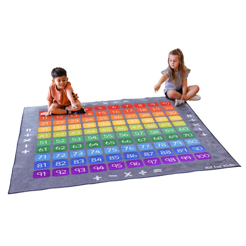 100 Square Counting Grid Carpet