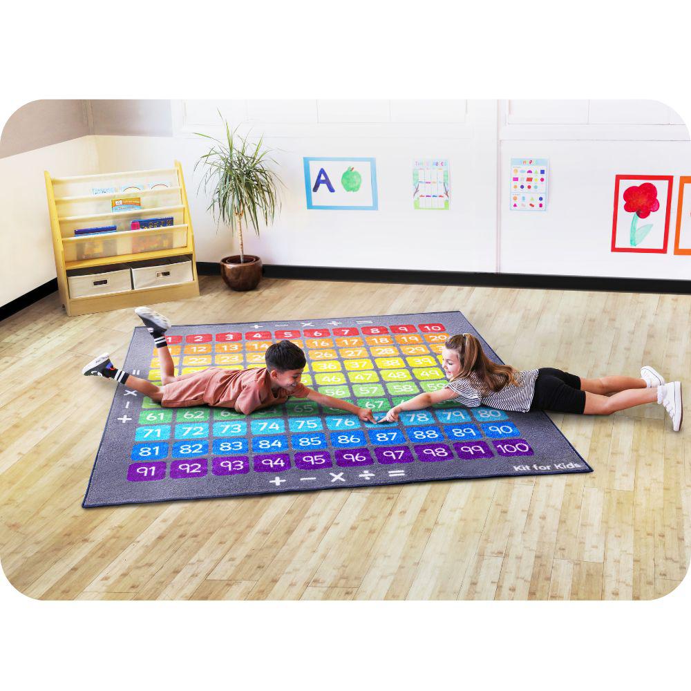 100 Square Counting Grid Carpet
