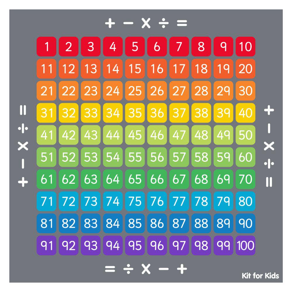 100 Square Counting Grid Carpet