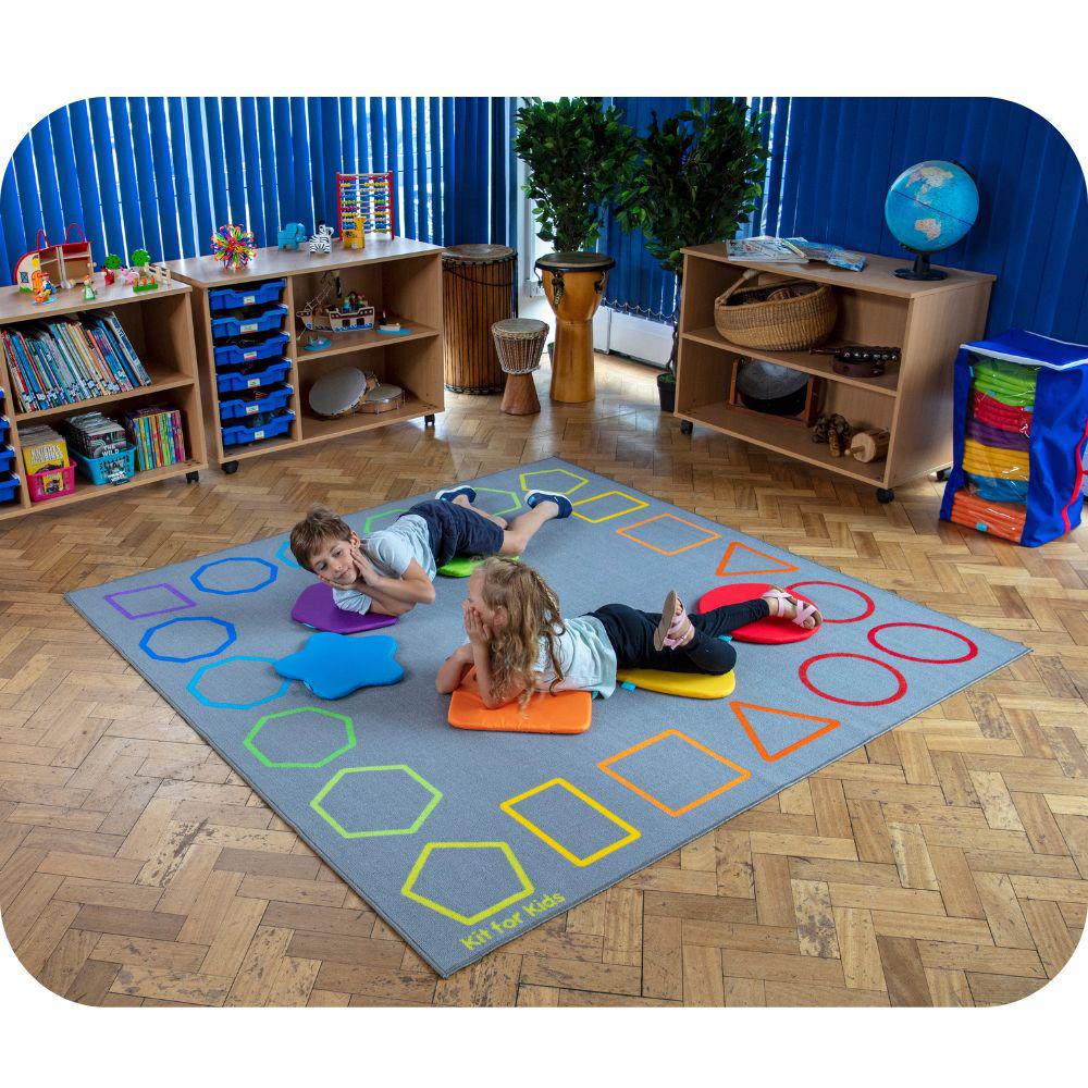Essentials Rainbow Geometric Border Carpet