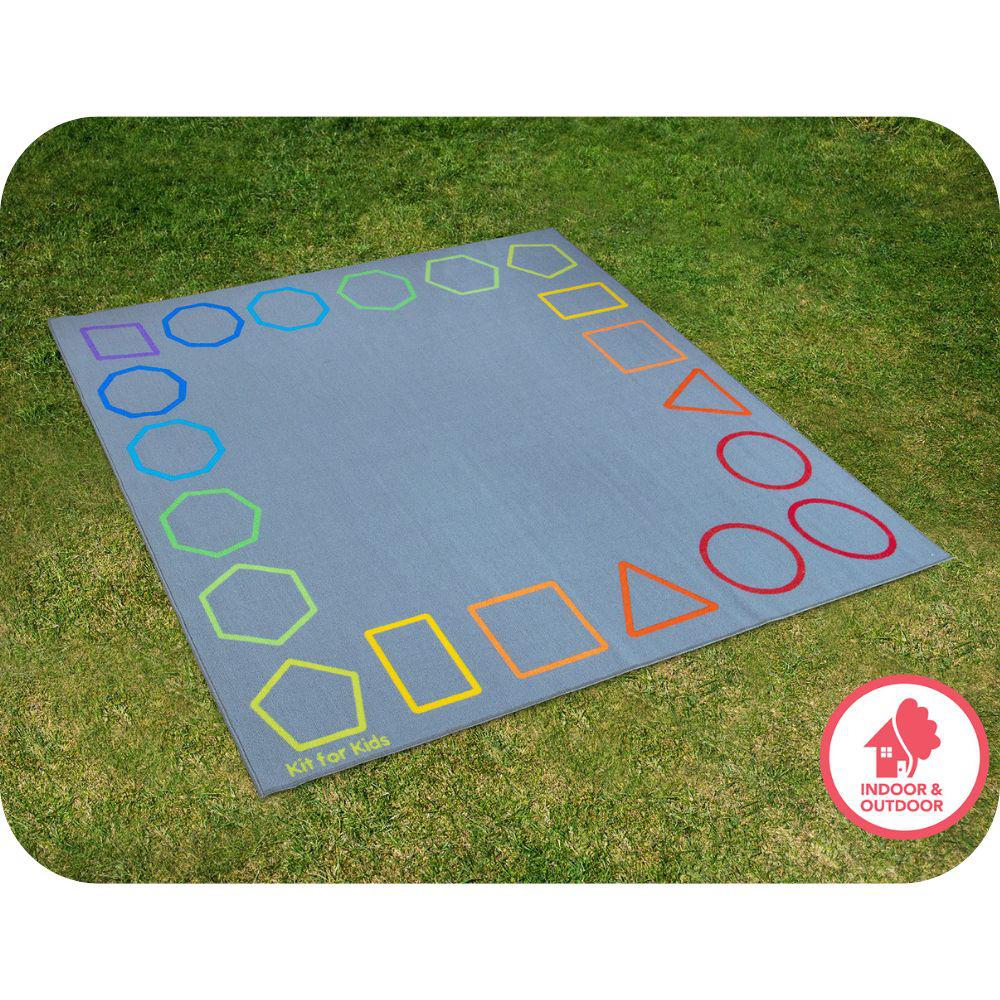 Essentials Rainbow Geometric Border Carpet